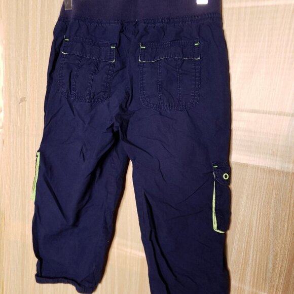 Justice Girls Navy Capri Pants Lime Green Trim 10 - Picture 7 of 9